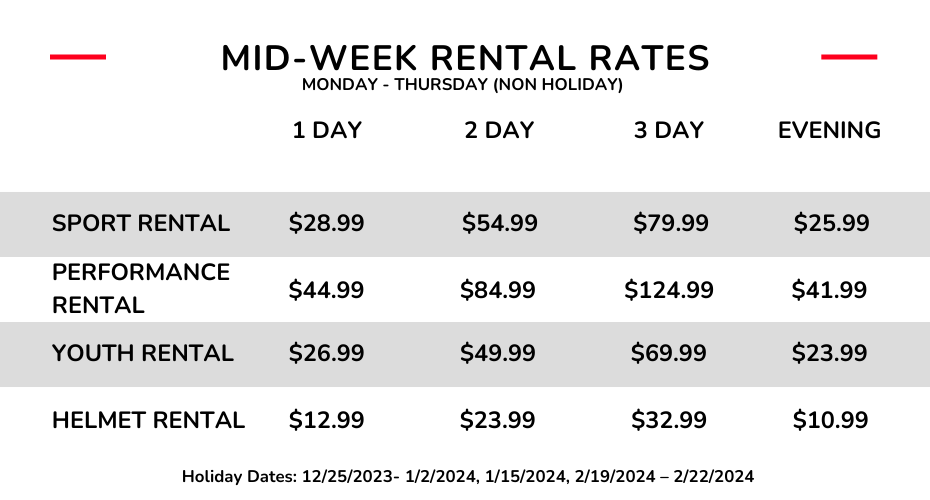 mid-week rental rates